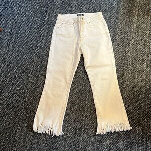 Charlie B White Jeans, Fringe Hem , Size 6